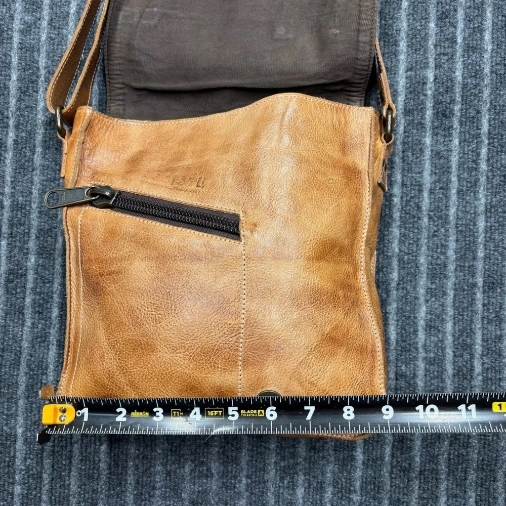 Bed Stu Tan Venice Leather Distressed Crossbody Messenger Bag